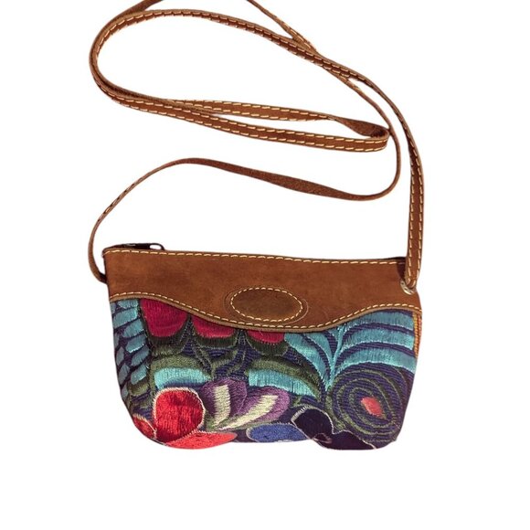 Western Embroidered Suede Floral Mini Bag Dopamine Dressing Festival Boho VTG - Picture 4 of 9